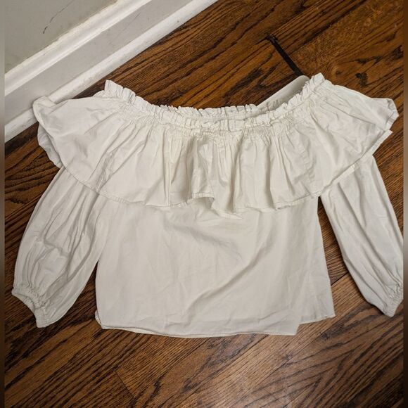 Alexis Off Shoulder Ruffle White Barbie Top Size XS - Picture 4 of 6